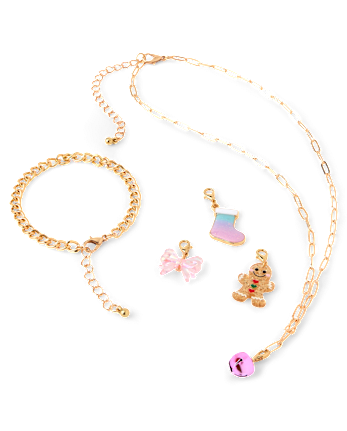 Girls Charm Necklace And Bracelet 12-Day Holiday Advent Calendar - MULTI CLR