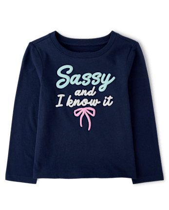 Baby And Toddler Girls Puff Print Sassy Graphic Tee - TIDAL