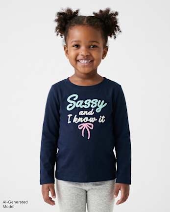 Baby And Toddler Girls Puff Print Sassy Graphic Tee - TIDAL