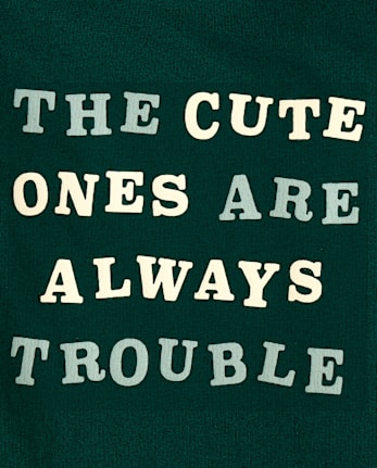Baby And Toddler Boys Always Trouble Graphic Tee - BALT GREEN
