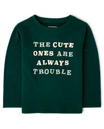 Baby And Toddler Boys Always Trouble Graphic Tee - BALT GREEN