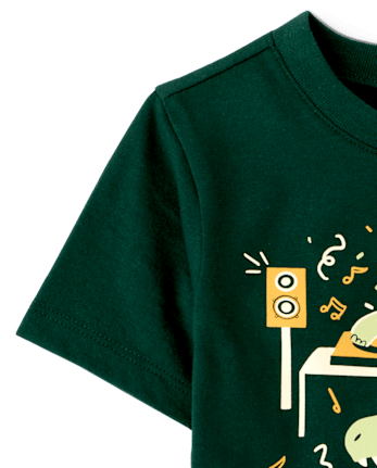 Baby And Toddler Boys Dino Dance Party Graphic Tee - BALT GREEN