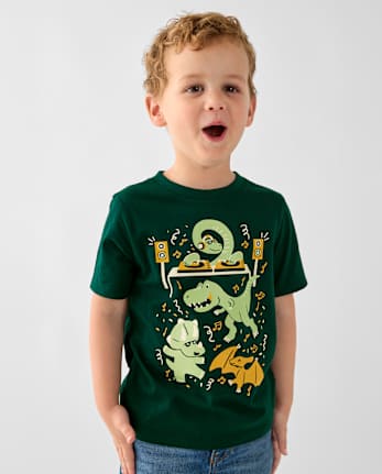 Baby And Toddler Boys Dino Dance Party Graphic Tee - BALT GREEN