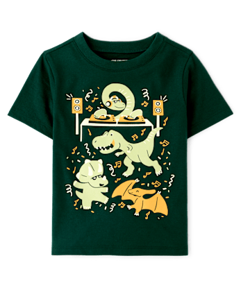 Baby And Toddler Boys Dino Dance Party Graphic Tee - BALT GREEN