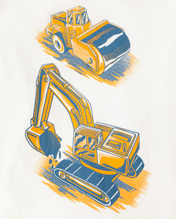 Baby And Toddler Boys Construction Vehicles Graphic Tee - MARSHMALLOW