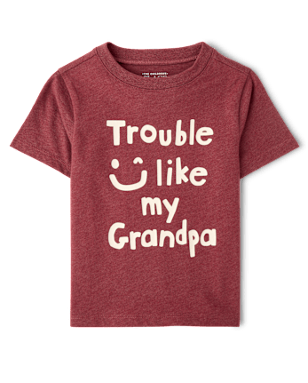 Baby And Toddler Boys Trouble Like Grandpa Graphic Tee - S/D RED PEAR