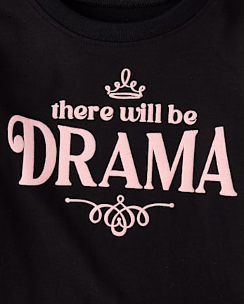 Baby And Toddler Girls Puff Print Drama Graphic Tee - BLACK