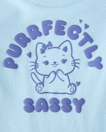 Baby And Toddler Girls Purrfectly Sassy Graphic Tee - BLUE AIR