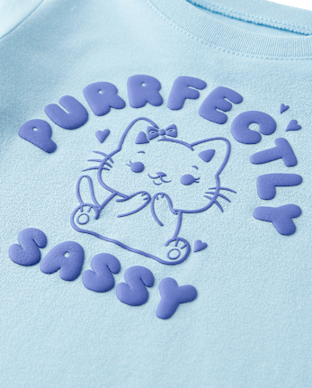 Baby And Toddler Girls Purrfectly Sassy Graphic Tee - BLUE AIR
