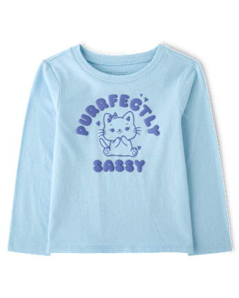 Baby And Toddler Girls Purrfectly Sassy Graphic Tee - BLUE AIR