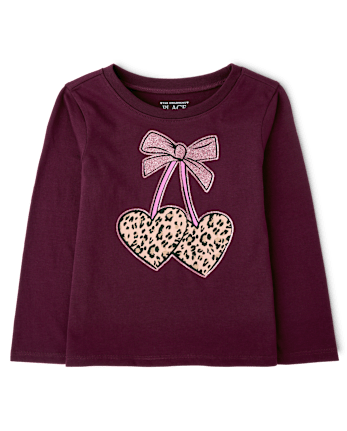 Baby And Toddler Girls Glitter Leopard Cherry Graphic Tee - CRAISIN