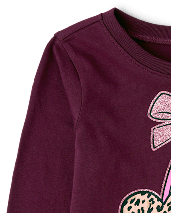 Baby And Toddler Girls Glitter Leopard Cherry Graphic Tee - CRAISIN