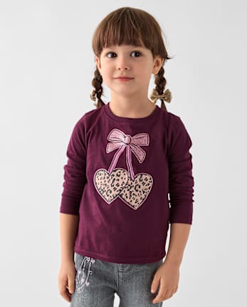 Baby And Toddler Girls Glitter Leopard Cherry Graphic Tee - CRAISIN