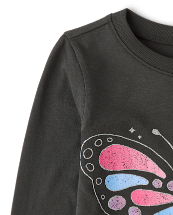 Baby And Toddler Girls Glitter Butterfly Graphic Tee - MOTOROIL