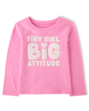Baby And Toddler Girls Big Attitude Graphic Tee - PERFECTLY PINK