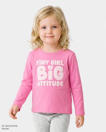 Baby And Toddler Girls Big Attitude Graphic Tee - PERFECTLY PINK