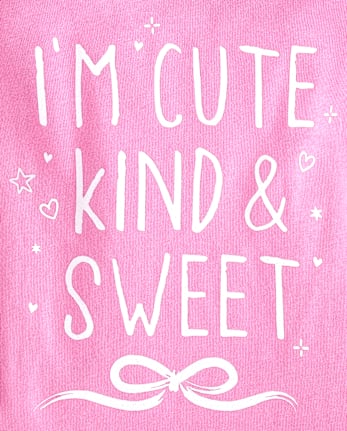 Baby And Toddler Girls Glitter Cute Graphic Tee - PERFECTLY PINK