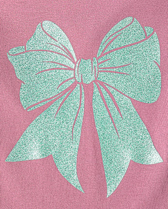 Baby And Toddler Girls Glitter Bow Graphic Tee - PURPLE THISTLE