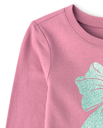 Baby And Toddler Girls Glitter Bow Graphic Tee - PURPLE THISTLE