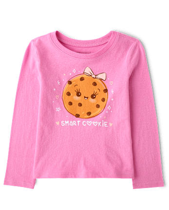 Baby And Toddler Girls Smart Cookie Graphic Tee - PERFECTLY PINK