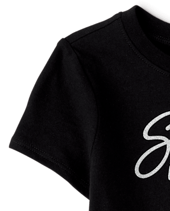 Baby And Toddler Girls Glitter Spoiled Graphic Tee - BLACK