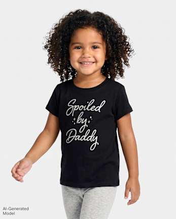 Baby And Toddler Girls Glitter Spoiled Graphic Tee - BLACK