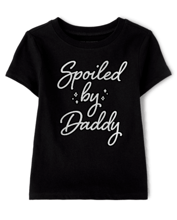 Baby And Toddler Girls Glitter Spoiled Graphic Tee - BLACK