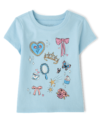 Baby And Toddler Girls Princess Doodles Graphic Tee - BLUE AIR