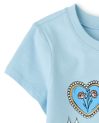 Baby And Toddler Girls Princess Doodles Graphic Tee - BLUE AIR