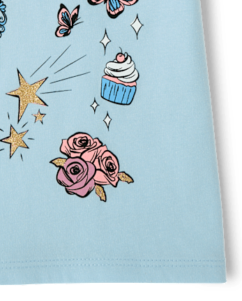 Baby And Toddler Girls Princess Doodles Graphic Tee - BLUE AIR
