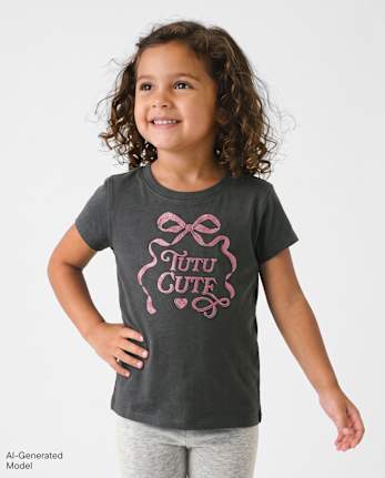 Baby And Toddler Girls Glitter Tutu Cute Graphic Tee - MOTOROIL