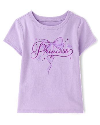 Baby And Toddler Girls Glitter Princess Graphic Tee - ORCHID BREEZE
