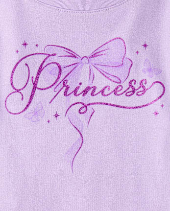 Baby And Toddler Girls Glitter Princess Graphic Tee - ORCHID BREEZE