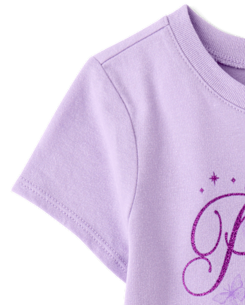 Baby And Toddler Girls Glitter Princess Graphic Tee - ORCHID BREEZE