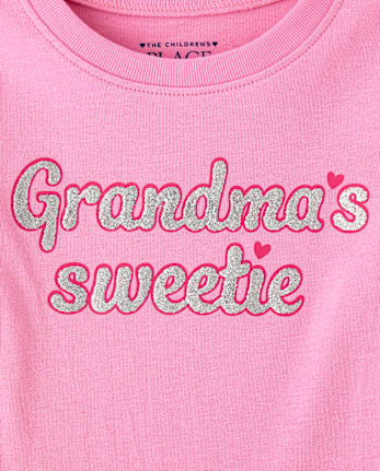 Baby And Toddler Girls Glitter Grandma's Sweetie Graphic Tee - PERFECTLY PINK