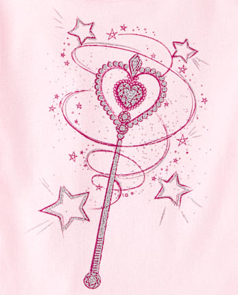 Baby And Toddler Girls Glitter Wand Graphic Tee - ROSE MIST