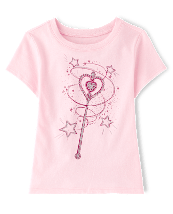 Baby And Toddler Girls Glitter Wand Graphic Tee - ROSE MIST