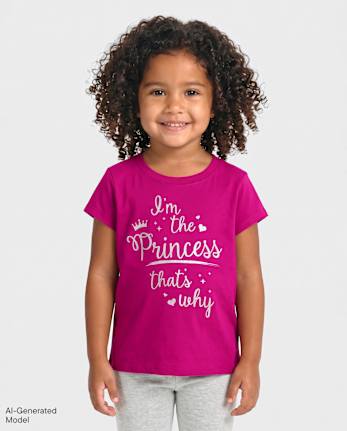 Baby And Toddler Girls Glitter Princess Graphic Tee - WINTRBERRY