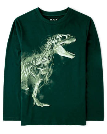 Boys Dino Skeleton Graphic Tee - BALT GREEN