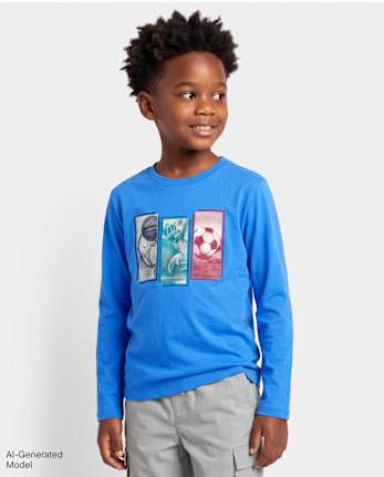 Boys Sports Graphic Tee - GLASS BLUE CL