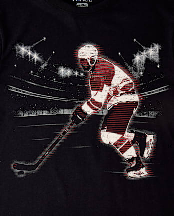 Boys Hockey Player Graphic Tee - BLACK