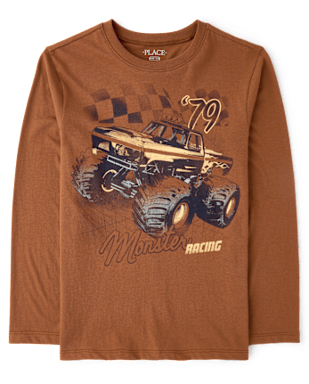 Boys Monster Truck Graphic Tee - BURNT SUGAR CL