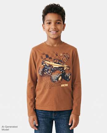 Boys Monster Truck Graphic Tee - BURNT SUGAR CL