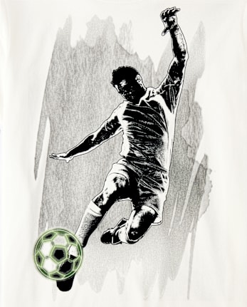 Boys Soccer Player Graphic Tee - MARSHMALLOW