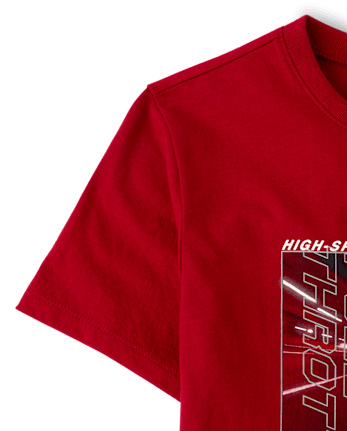 Boys Motor Bike Graphic Tee - RED OCHRE