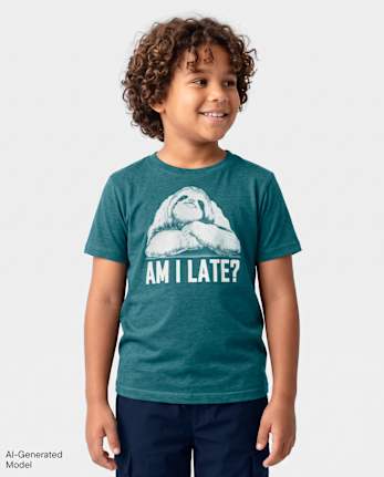 Boys Late Sloth Graphic Tee - S/D CLOUDY LAKE
