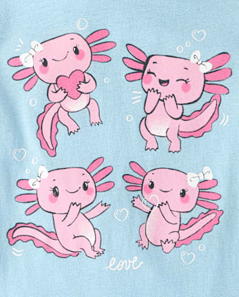 Girls Axolotl Graphic Tee - BLUE AIR