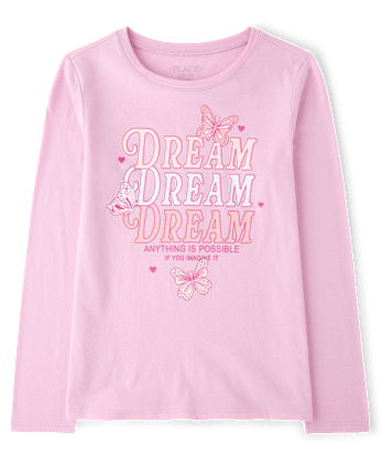 Girls Love To Dream Graphic Tee - LACE PINK CL