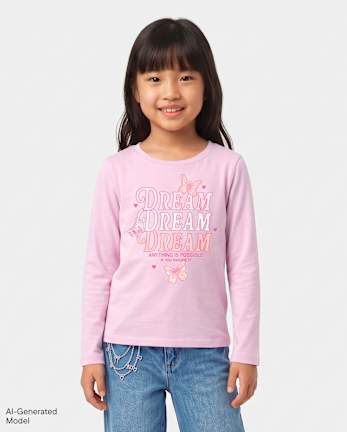 Girls Love To Dream Graphic Tee - LACE PINK CL