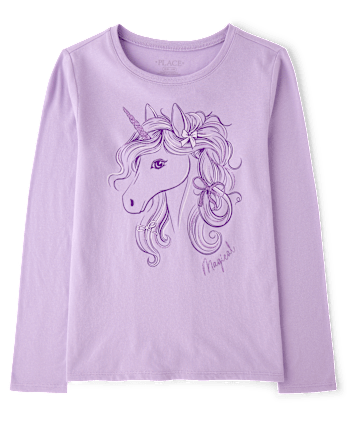 Girls Unicorn Graphic Tee - ORCHID BREEZE